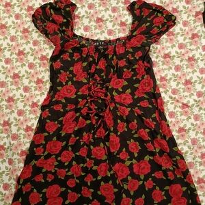 Cute floral rose grunge mini corset dress